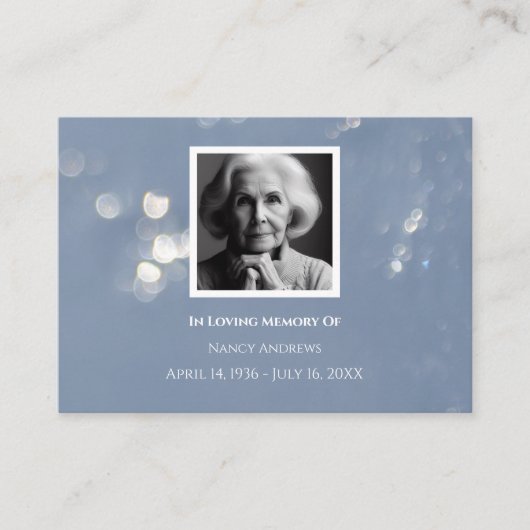 灰色の葬儀記念家族サンキューカード 名刺 (正面)