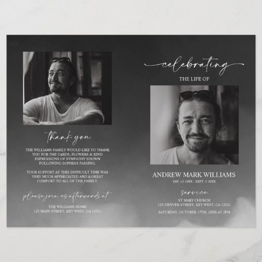 灰色の葬儀順番の折り畳みプログラム (正面)