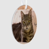 灰色の虎猫猫のオーナメント オーナメント (正面)