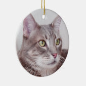 灰色の虎猫猫のオーナメント セラミックオーナメント (右)