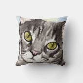 灰色の虎猫猫のギフト クッション (裏面)