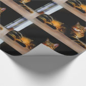 灰色の虎猫猫の包装紙 ラッピングペーパー (角)