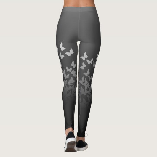 灰色の蝶は、かわいい昆虫の鋼鉄グラファイト煩わせます レギンス (裏面)