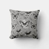 灰色の蝶パターン クッション (正面)