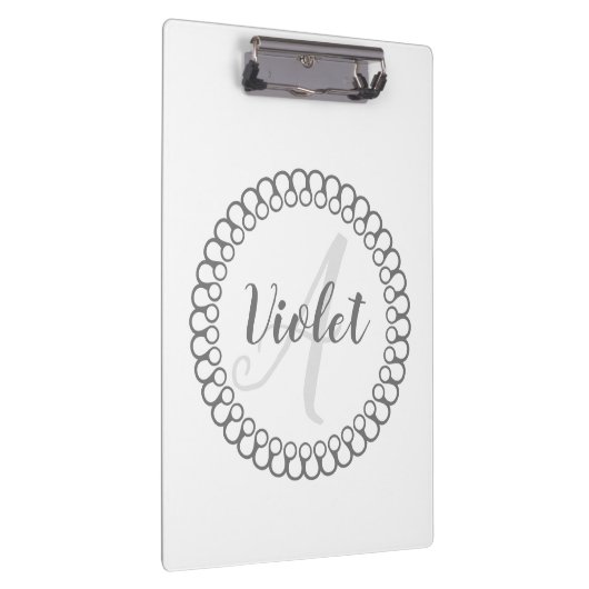 灰色の装飾円モノグラムクリップボード クリップボード (右)
