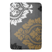 灰色の装飾的なダマスク織の芸術Iの金ゴールドの白黒 バスマット (正面縦)