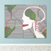 灰色の論理頭蓋骨 キャンバスプリント (インサイチュ (ウッドフロア))