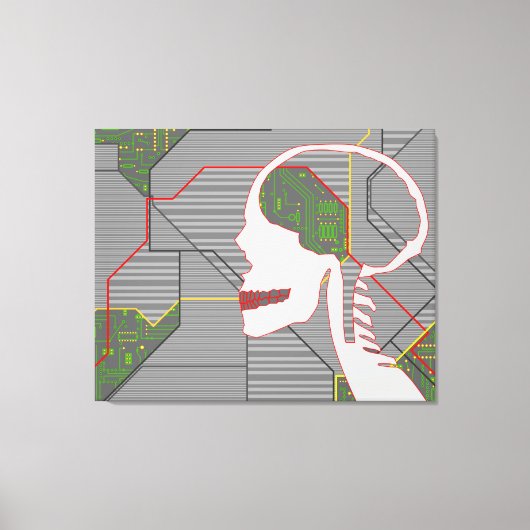 灰色の論理頭蓋骨 キャンバスプリント (正面)