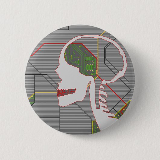 灰色の論理頭蓋骨 缶バッジ (正面)