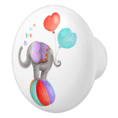 灰色の象のウィムシーな水色のサーカスのドアノブ セラミックノブ (右)