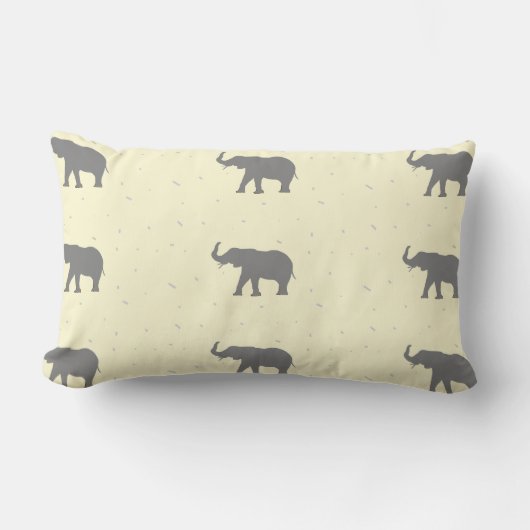 灰色の象のシルエット ランバークッション (正面)