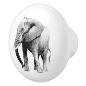 灰色の象のリアルなグラフィック セラミックノブ (右)