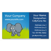 灰色の象の漫画の磁気の名刺 マグネット名刺 (正面)