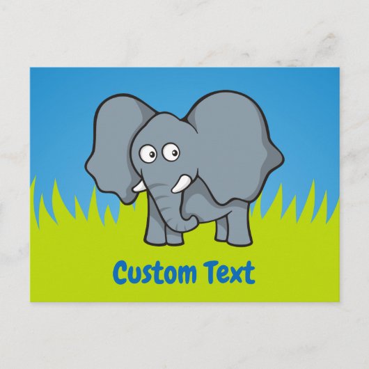 灰色の象の漫画はがき ポストカード (正面)