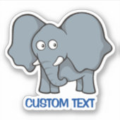 灰色の象の漫画 シール (正面)