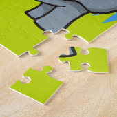 灰色の象の漫画 ジグソーパズル (側面)