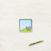 灰色の象の漫画 ポストイット (デスク上)