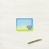 灰色の象の漫画 ポストイット (デスク上)