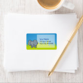 灰色の象の漫画 ラベル (インサイチュ)