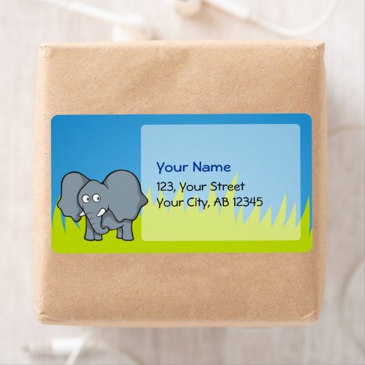 灰色の象の漫画 ラベル (インサイチュ)