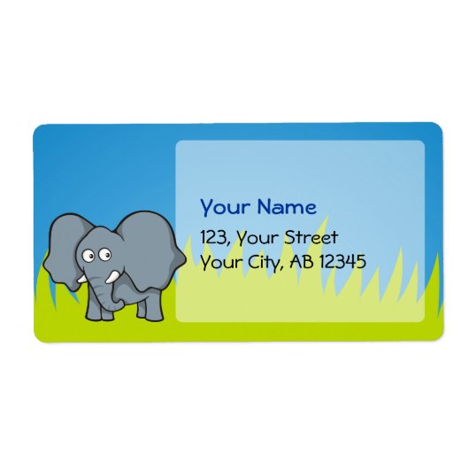 灰色の象の漫画 ラベル (正面)