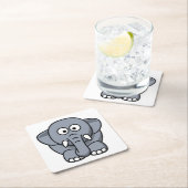 灰色の象 スクエアペーパーコースター (インサイチュ)