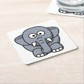 灰色の象 スクエアペーパーコースター (アングル)