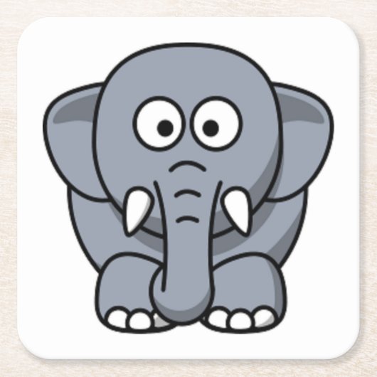 灰色の象 スクエアペーパーコースター (正面)