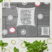 灰色の赤いキッチンハンドタオル キッチンタオル (折り畳み)