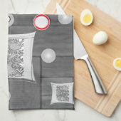 灰色の赤いキッチンハンドタオル キッチンタオル (四つ折り)