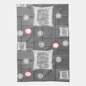 灰色の赤いキッチンハンドタオル キッチンタオル (縦)