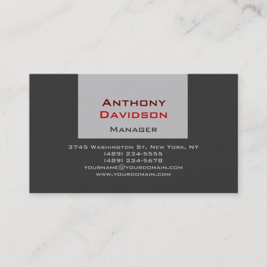 灰色の赤いトレンディーマネージャの名刺 名刺 (正面)