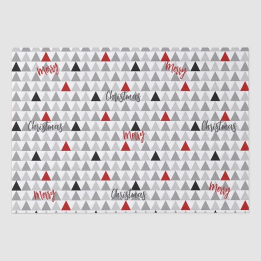 灰色の赤いメリークリスマスギフトラッピング 薄葉紙 (正面)