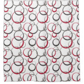 灰色の赤い円（白） シャワーカーテン (正面)