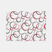 灰色の赤い円（白） フリースブランケット (正面(横))