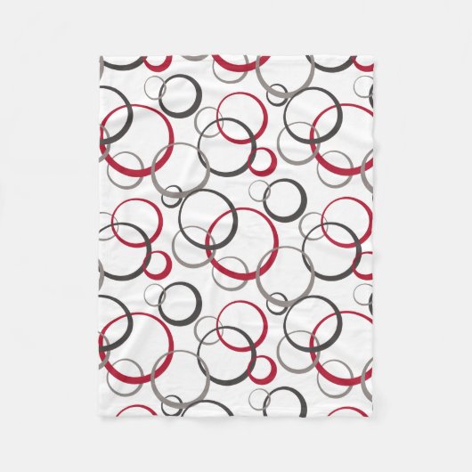 灰色の赤い円（白） フリースブランケット (正面)