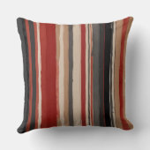 灰色の赤い桃と黒いストライプ クッション (裏面)