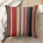 灰色の赤い桃と黒いストライプ クッション (ブランケット)