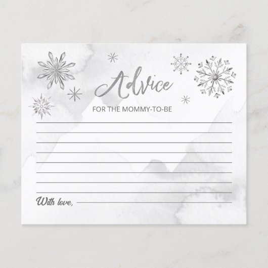 灰色の赤ちゃんシャワーの途中に少し雪の結晶がある (正面)