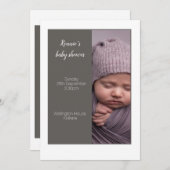 灰色の赤ちゃんシャワー招待状 招待状 (正面/裏面)