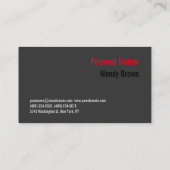 灰色の赤のモダン洗練されたパーソナルトレーナー 名刺 (裏面)
