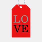 灰色の赤の背景の結婚愛 ギフトタグ (正面)