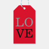 灰色の赤の背景の結婚愛 ギフトタグ (裏面)