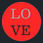 灰色の赤の背景の結婚愛 ラウンドシール<br><div class="desc">簡単に色やフォントを変えられる。ロゴや背景画像も好きなように追加できる。</div>