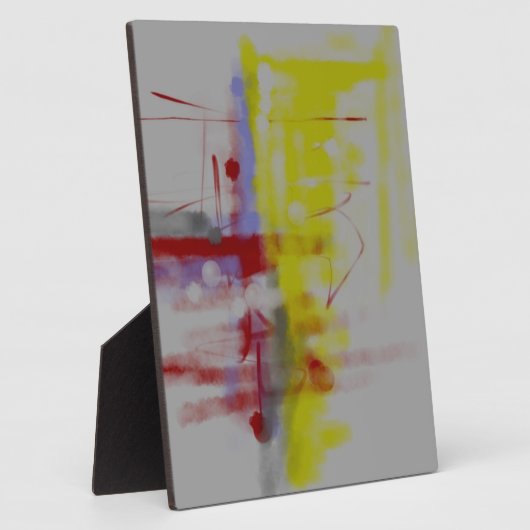 灰色の赤の黄色の抽象芸術表現者 フォトプラーク (側面)