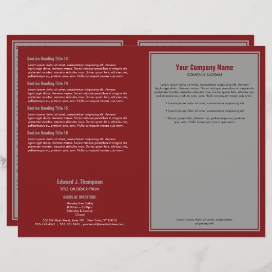 灰色の赤シンプルい縁ど文書 (正面/裏面)