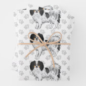 灰色の足を持つトリコラーファレーヌカワイトカートゥーンドッグ ラッピングペーパーシート (インサイチュ)