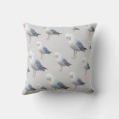 灰色の身繕いのカモメパターン クッション (裏面)