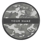灰色の迷彩模様、お名前、パーソナライズ アイスホッケーパック (正面)