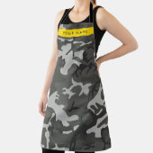 灰色の迷彩模様、お名前、パーソナライズ エプロン (インサイチュ)